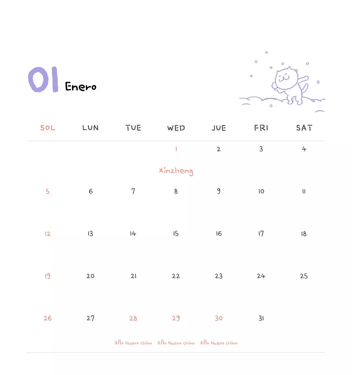 Calendario diario en marfil