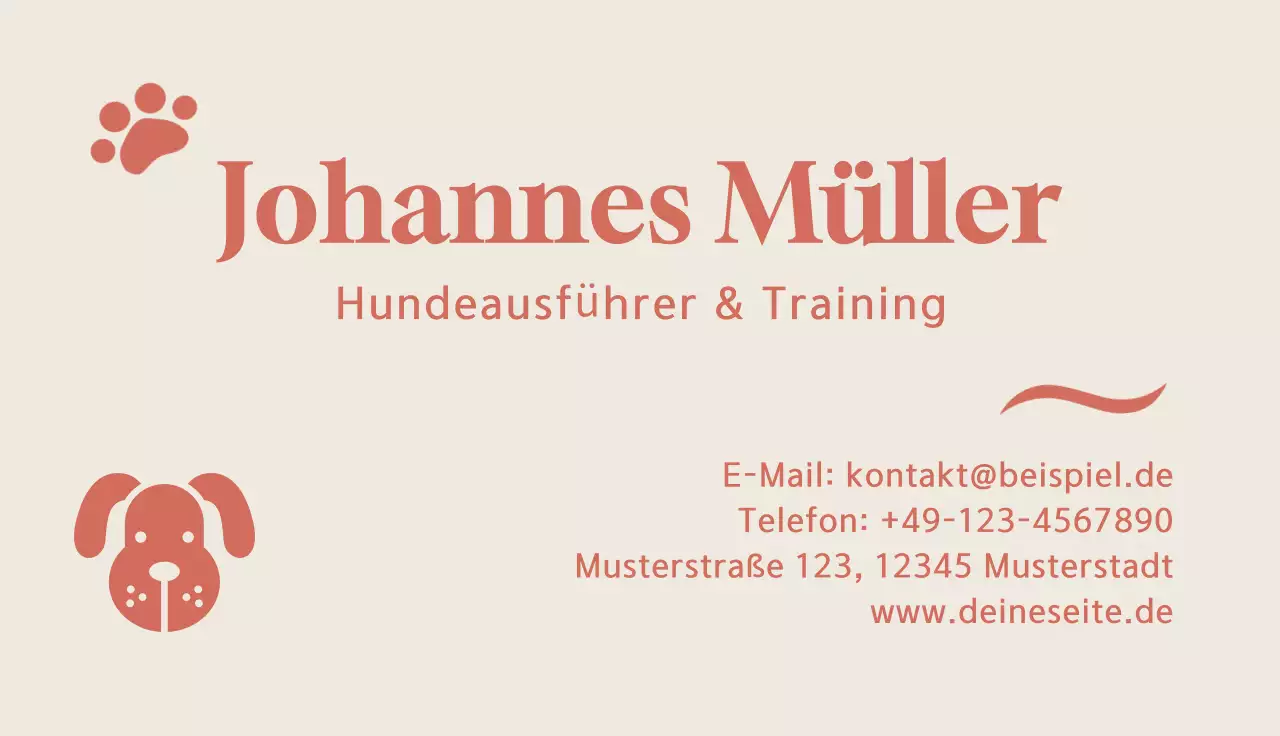 beige einfache Hund Visitenkarte