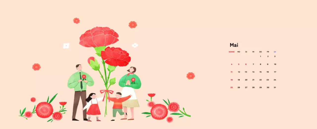 Neujahrskalender mit warmen Illustrationen