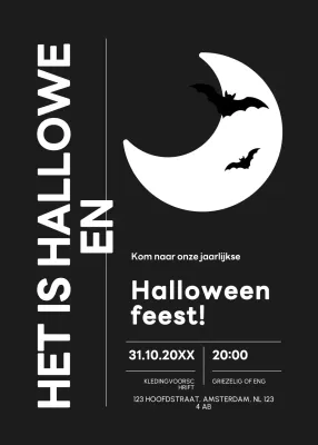 zwarte minimale Halloween uitnodiging