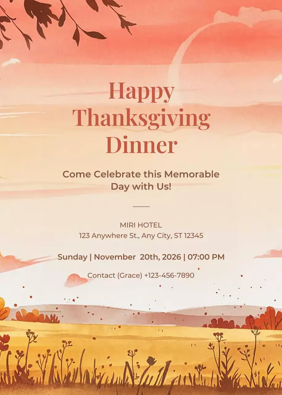 Orange Rustic Thanksgiving Invitation Poster