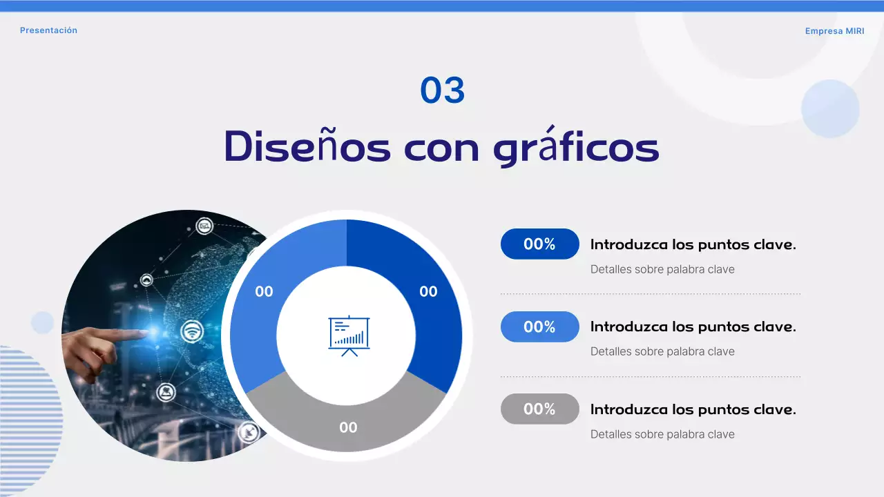 Propuesta con formas sencillas sobre fondo azul