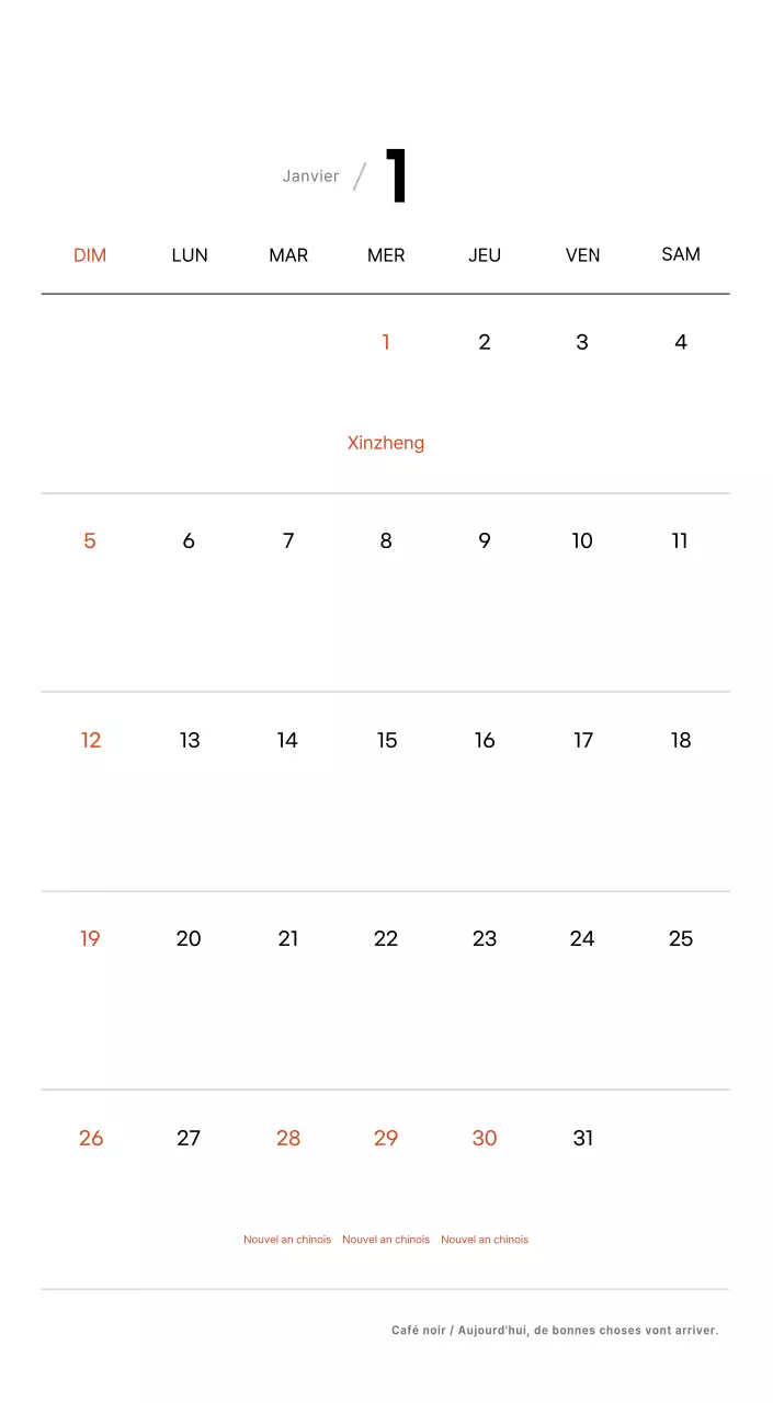 Calendrier de bureau photo simple pour les cafés dans les tons blancs