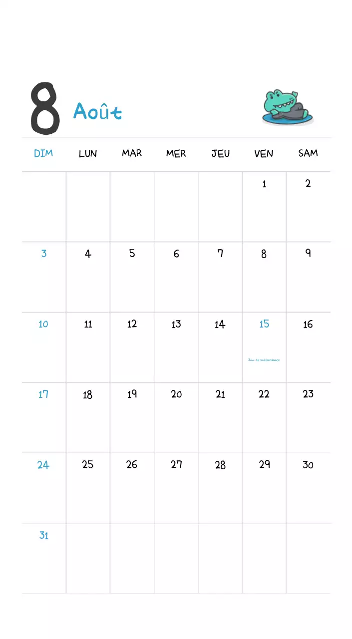 Un calendrier avec un concept d'illustration Ago mignon