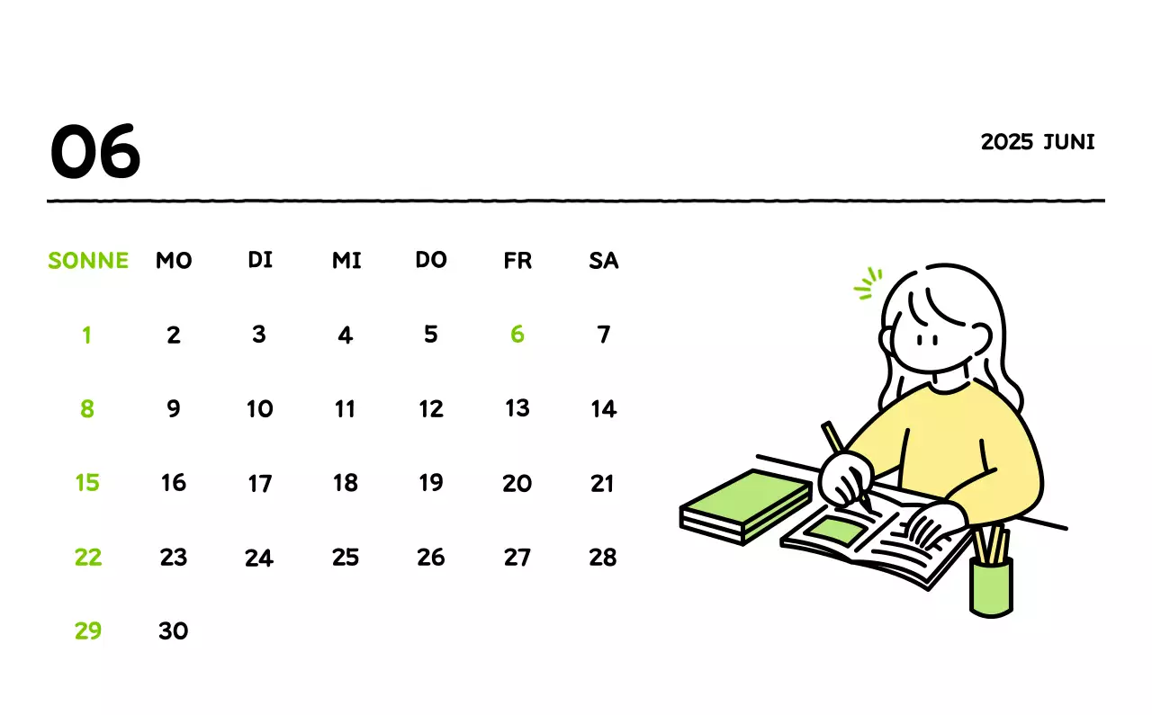 Illustrierter Kalender mit schönem Linienstil