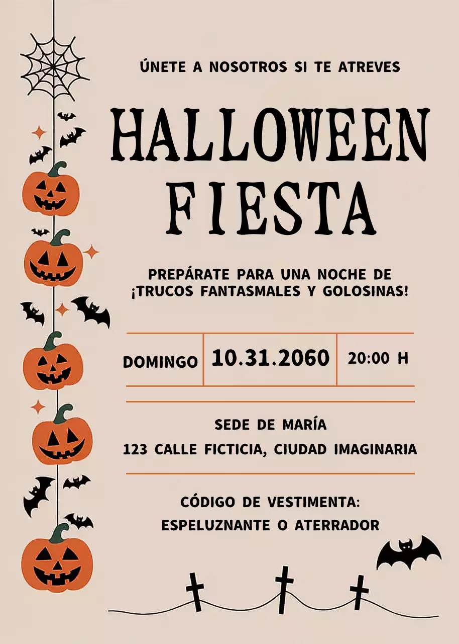 Invitación Vintage Halloween Beige