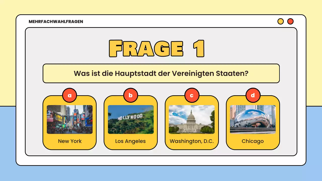 gelbes Minimal-Quiz-Lernmaterial