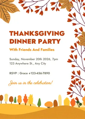 Orange Traditional Thanksgiving Invitation Poster