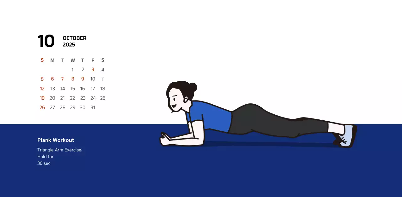 Simple calendar with blue, clean illustrations