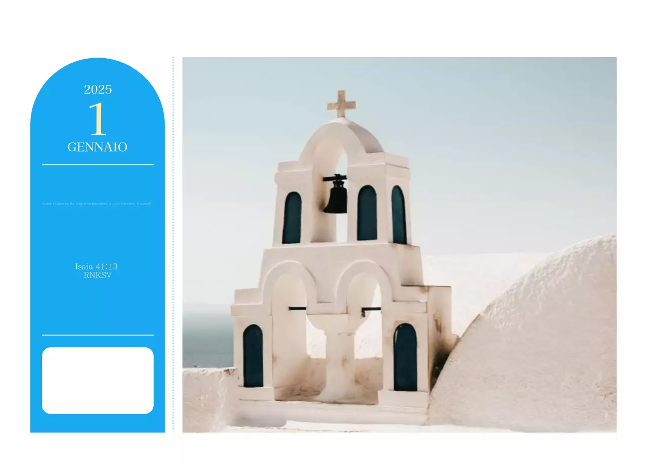 Calendario ecclesiastico blu di concezione moderna