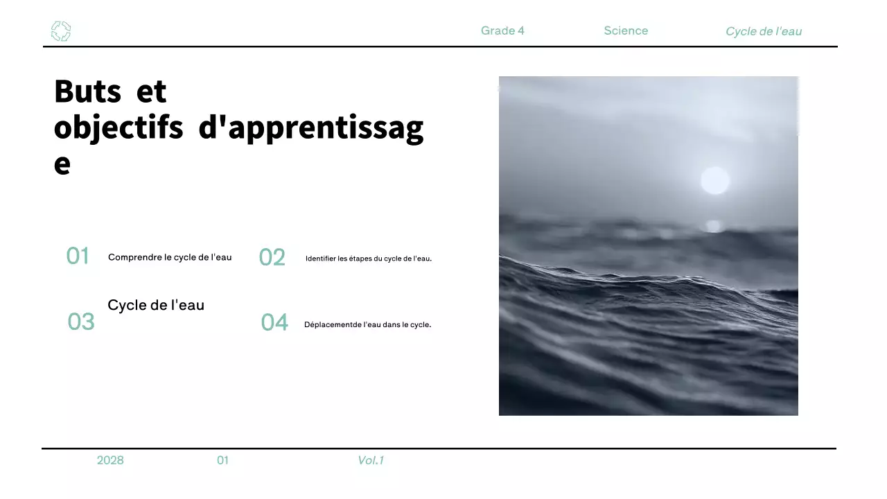 Matériel minimaliste bleu pour la classe de sciences de 4e année