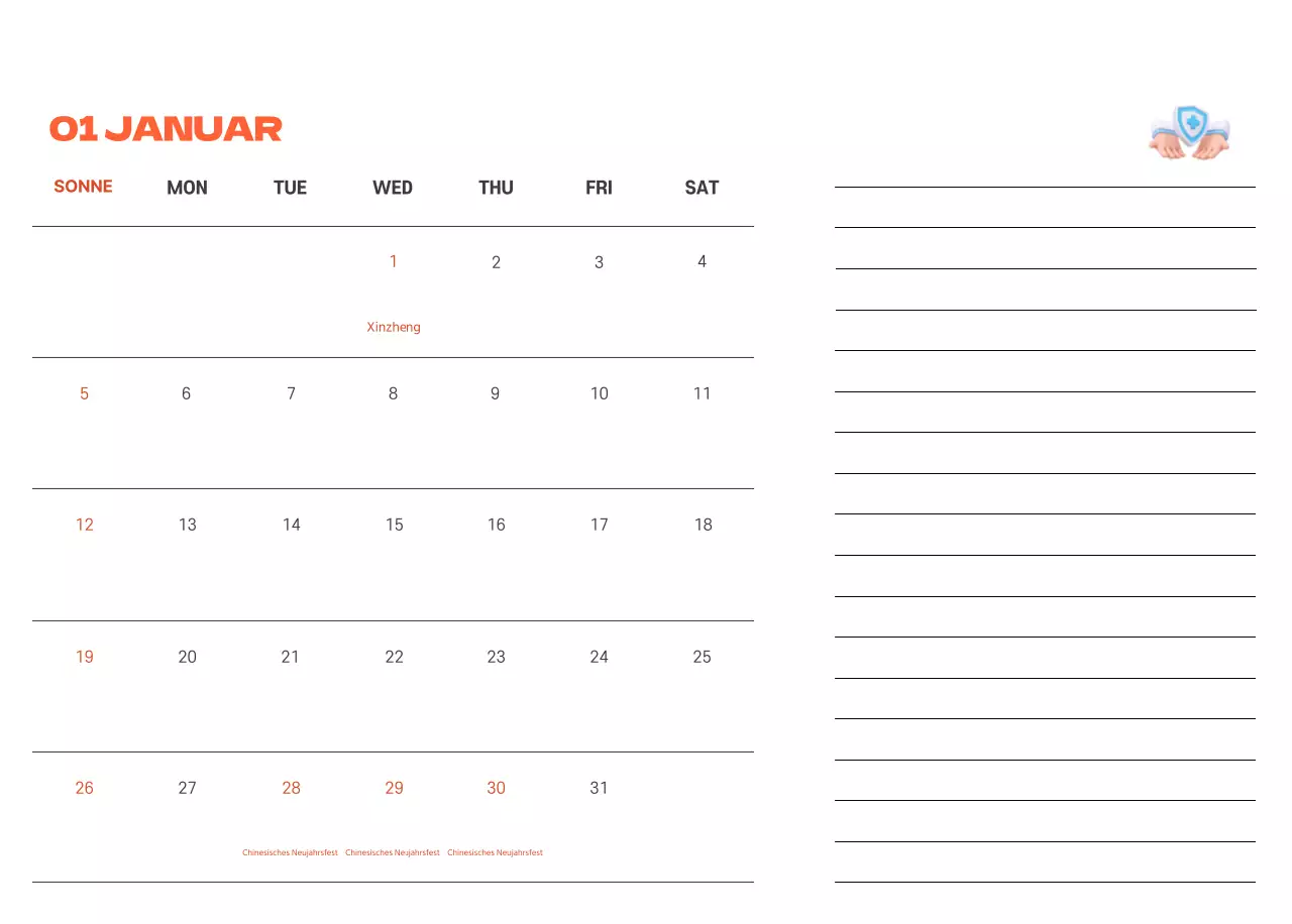 Ein festliches Krankenhaus mit Illustrationen zum Thema Gesundheit und Familie und farbenfrohen Akzenten