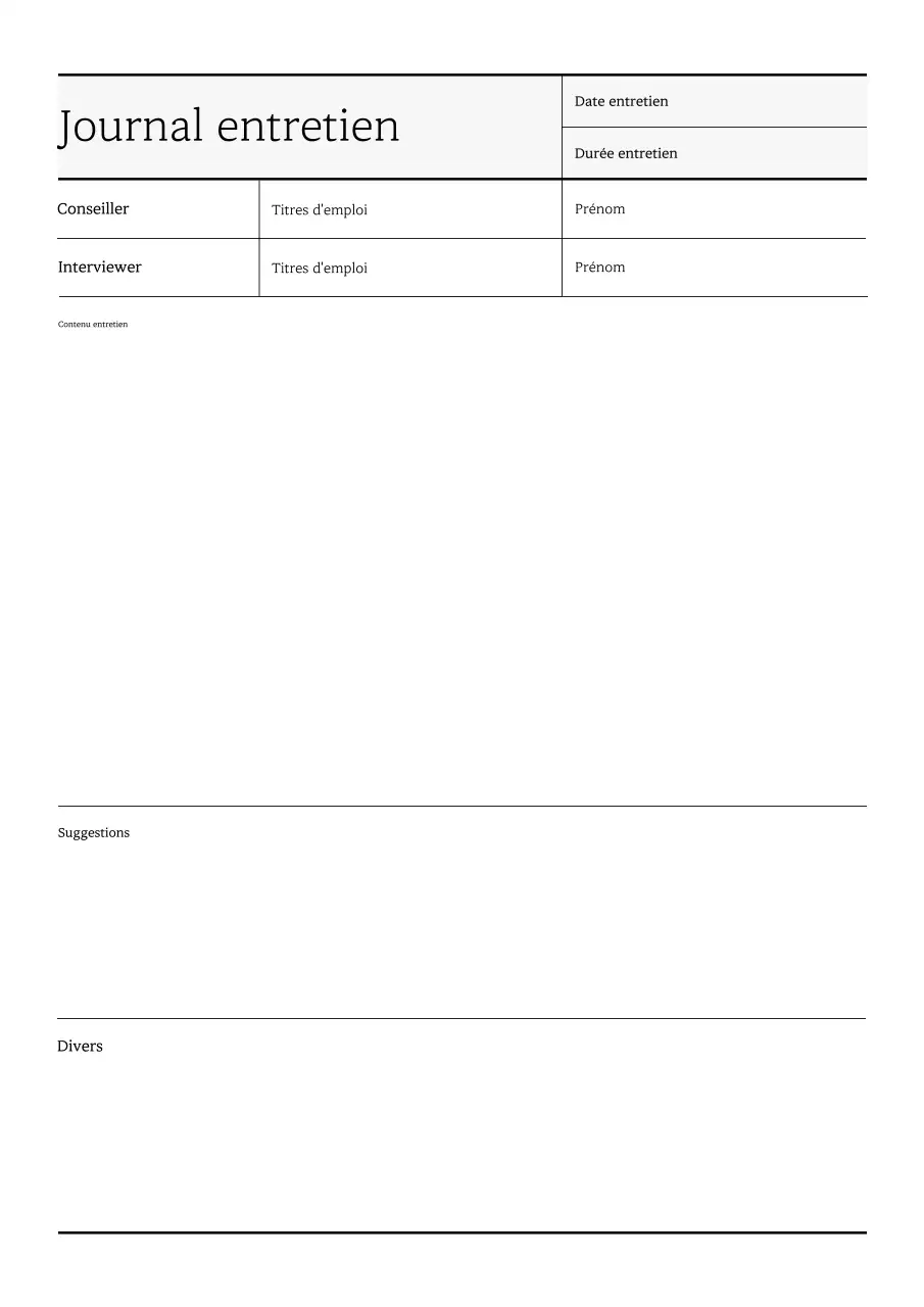 Rapport d'entretien simple, blanc