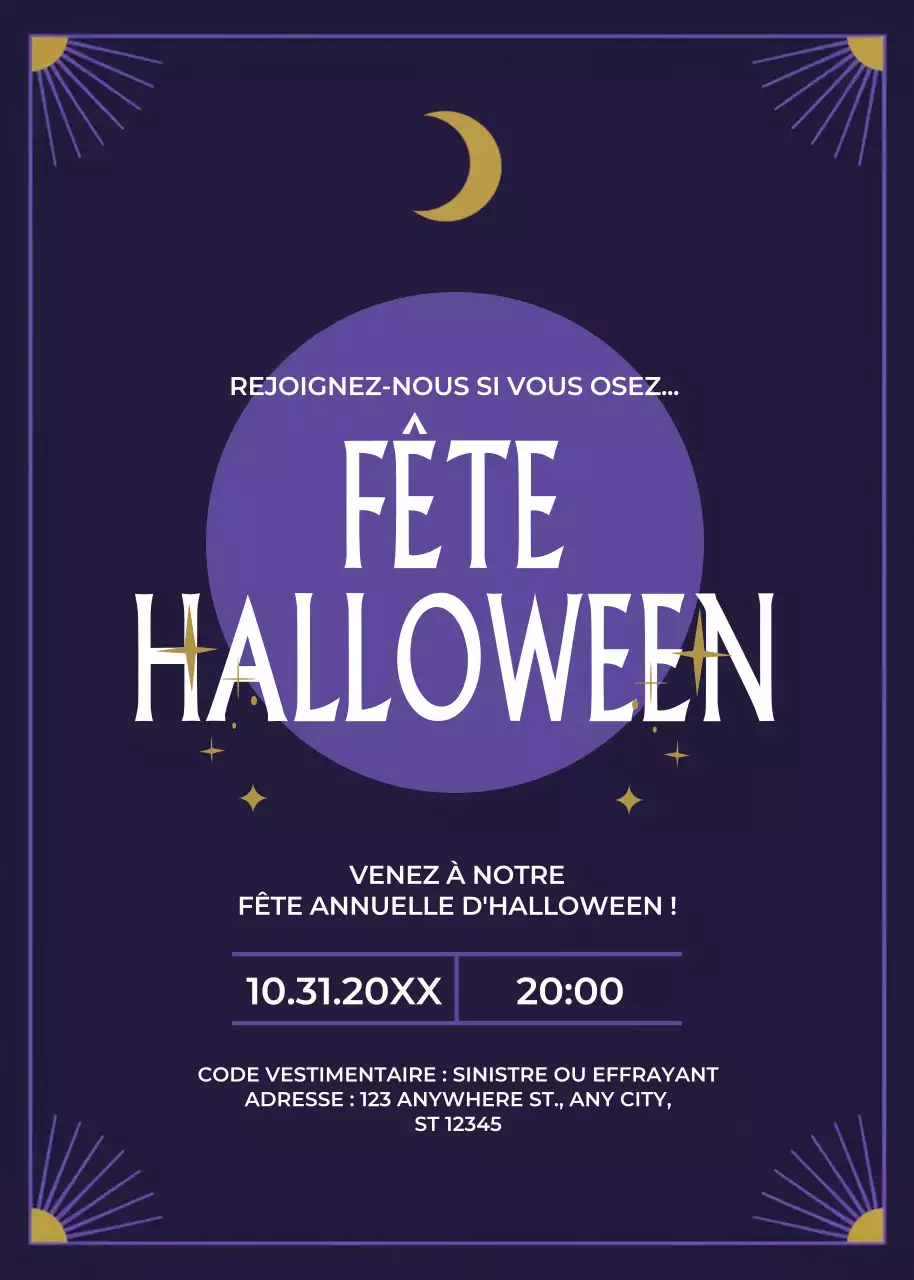 invitation rétro violette pour Halloween