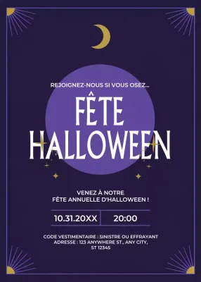 invitation rétro violette pour Halloween