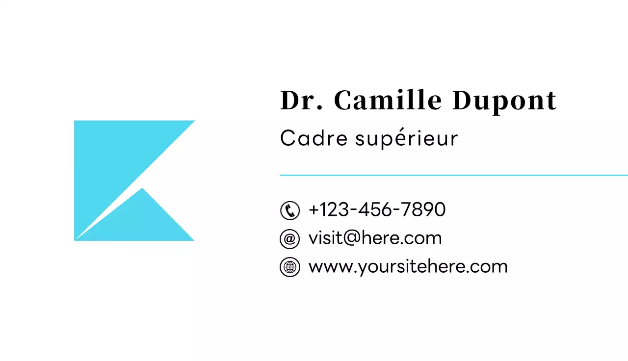 carte de visite géométrique bleue