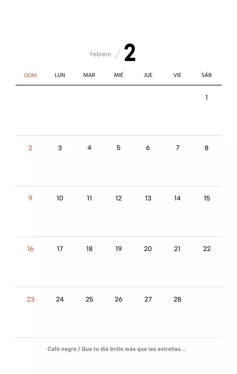 Sencillo calendario de sobremesa con fotos de cafés en tonos blancos