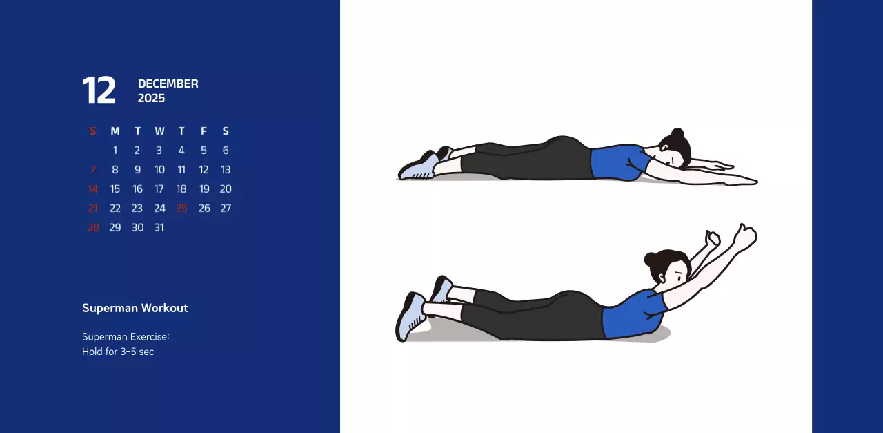 Simple calendar with blue, clean illustrations