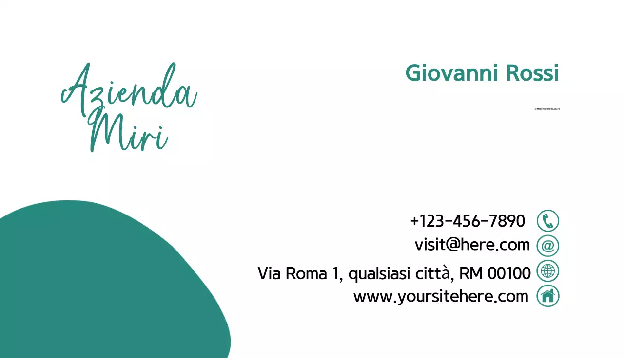 biglietto da visita minimalista verde acqua