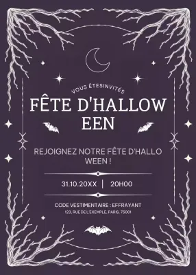 invitation gothique noire pour Halloween