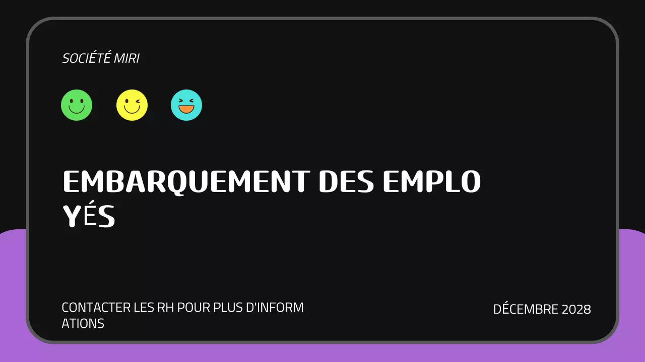 Présentation sur l'intégration des nouveaux employés - noir violet mignon