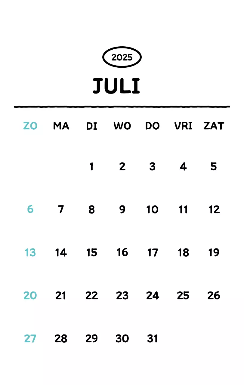 Geïllustreerde kalender met een mooie lijnstijl