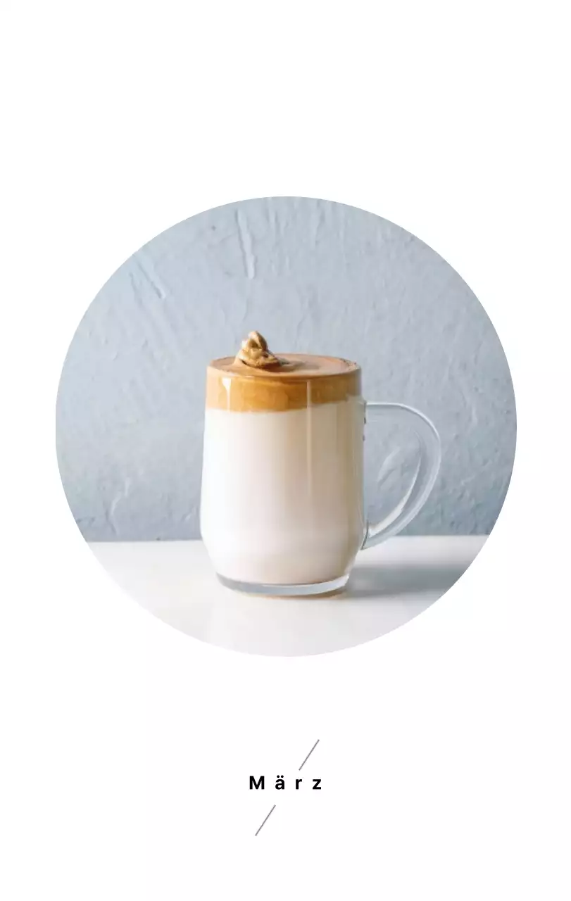 Einfacher Kaffee-Foto-Tischkalender für Cafés in Weißtönen