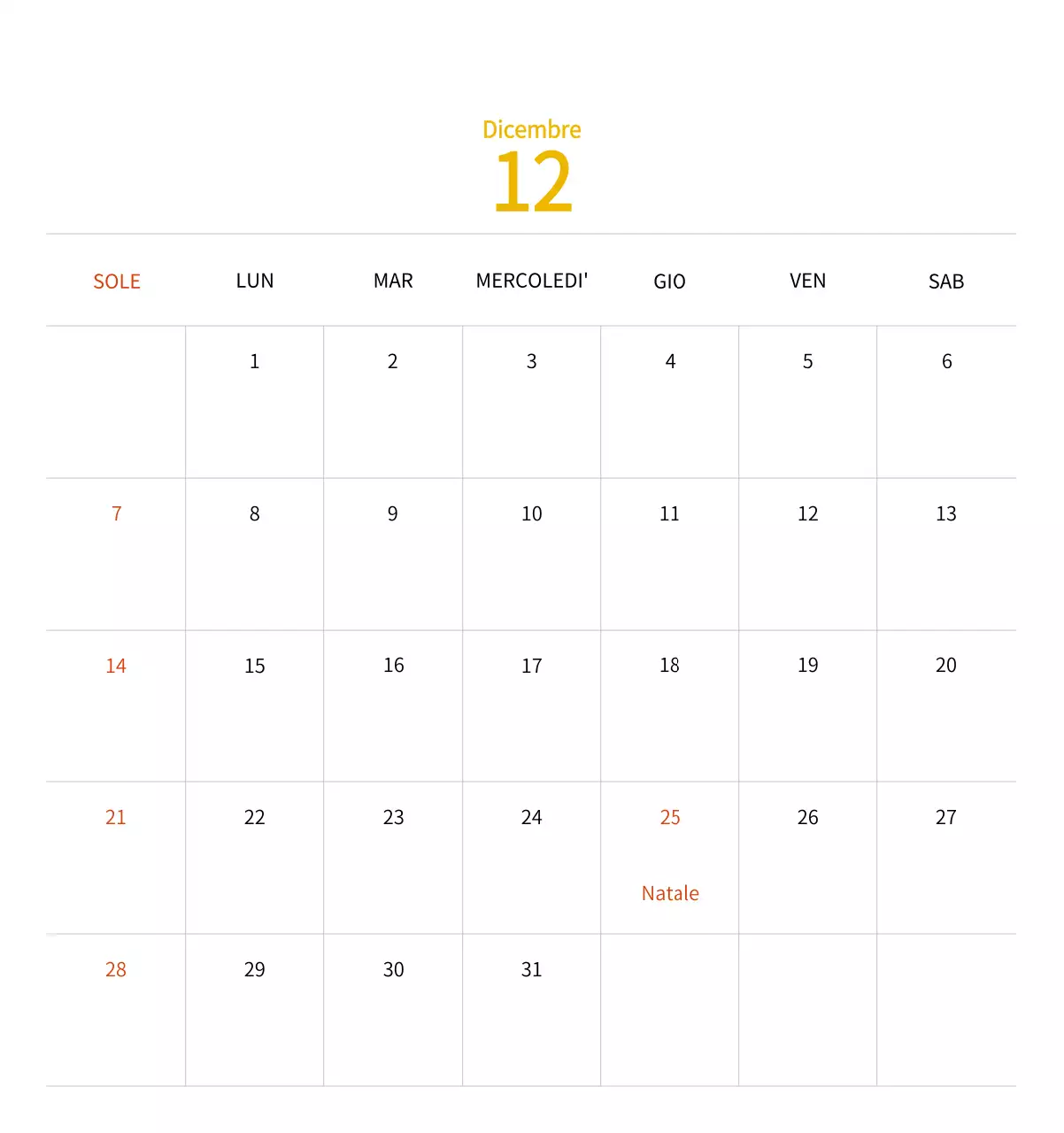 Calendario di Capodanno con una calda illustrazione