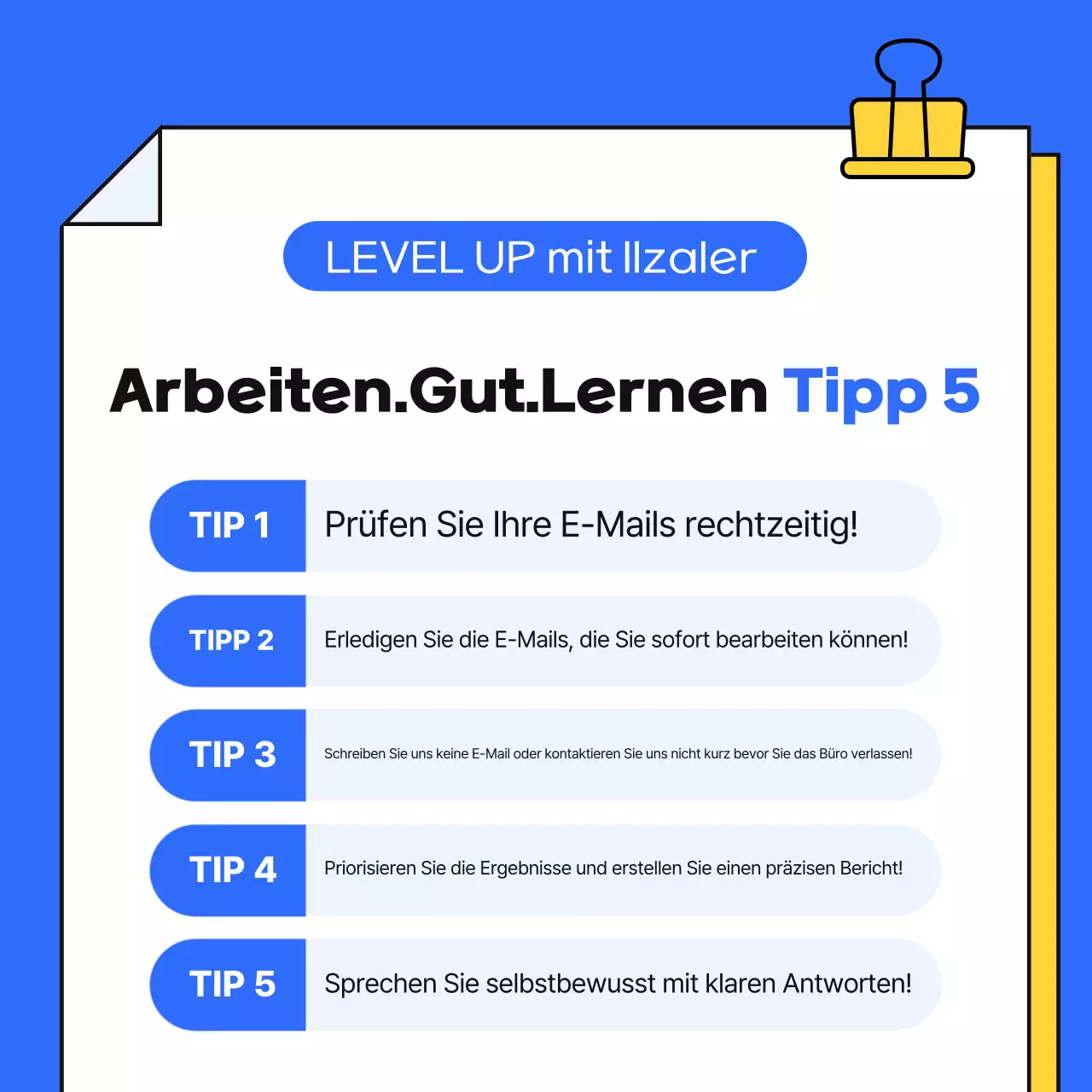 Ein einfacher blauer und gelber Leitfaden für das Arbeitsleben