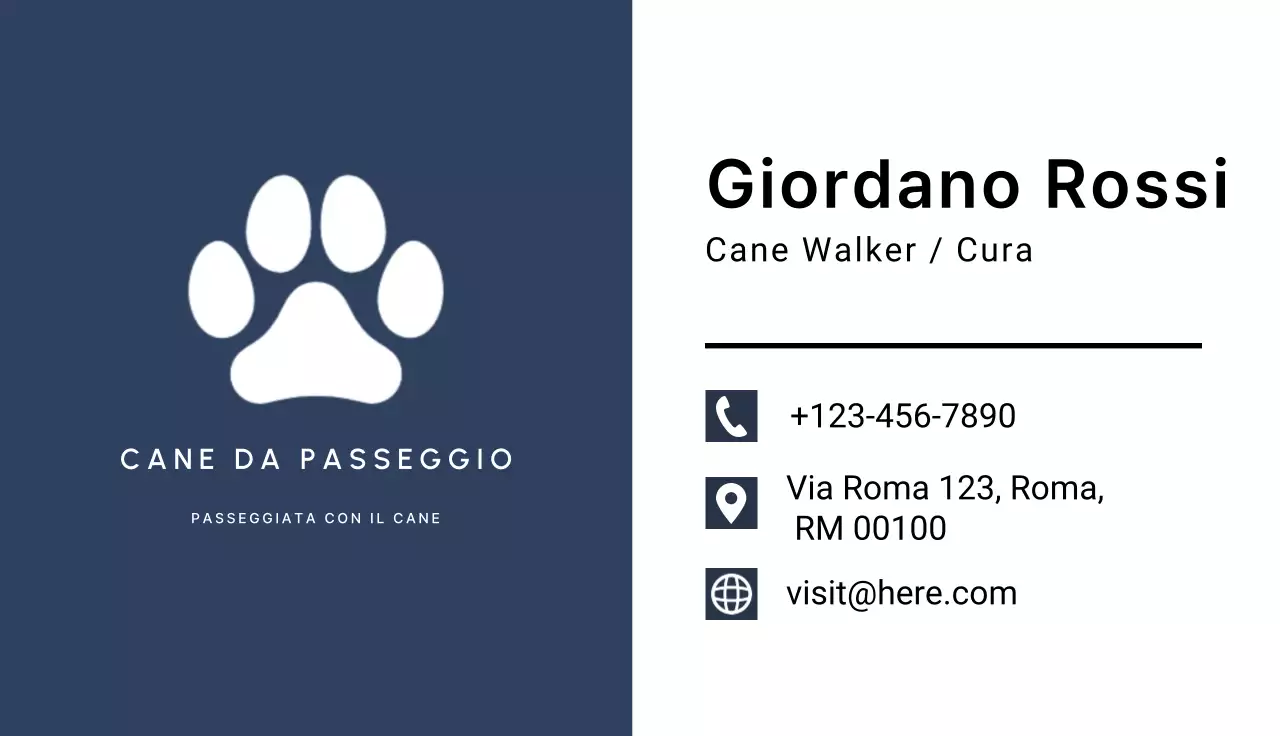 biglietto da visita semplice per cani della marina