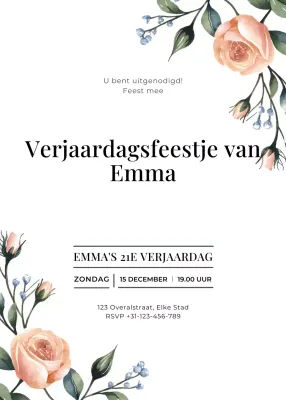 Witte oranje verjaardagsuitnodiging elegante stijl