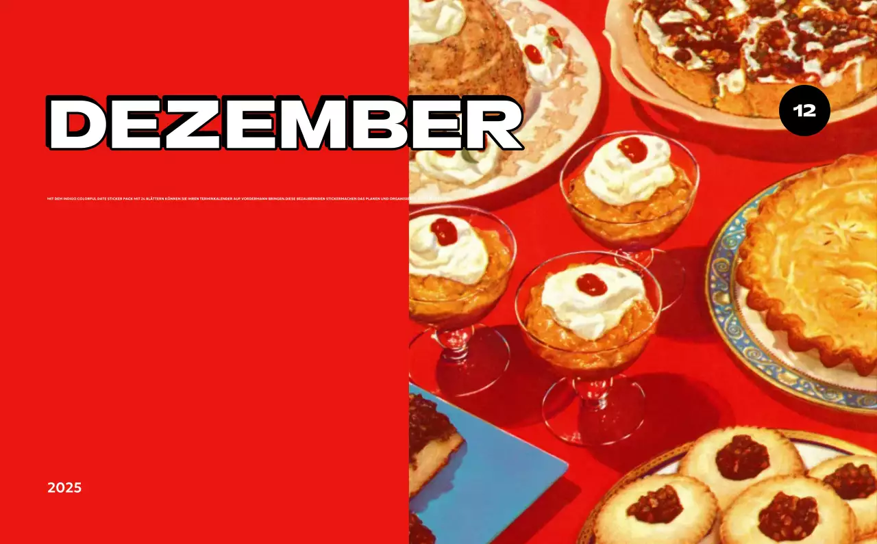 Bunte Kalender mit einer Vielzahl von Retro-Illustrationen