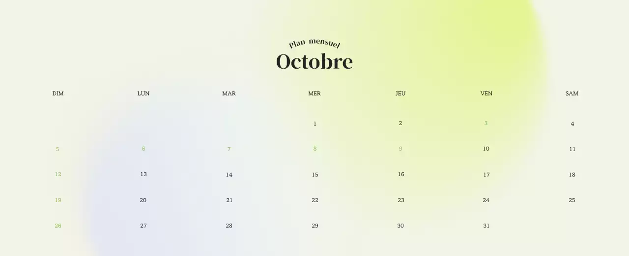 Calendrier minimaliste dégradé