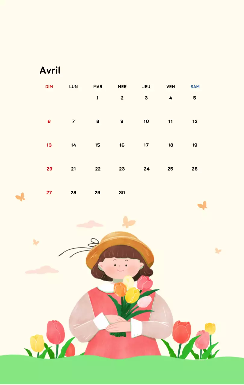 Calendrier du Nouvel An avec illustrations chaleureuses