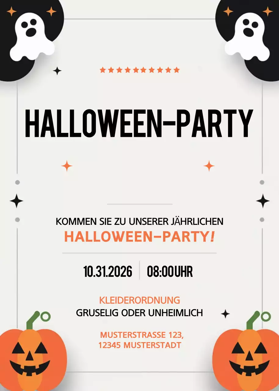 Orange Retro-Halloween-Einladung
