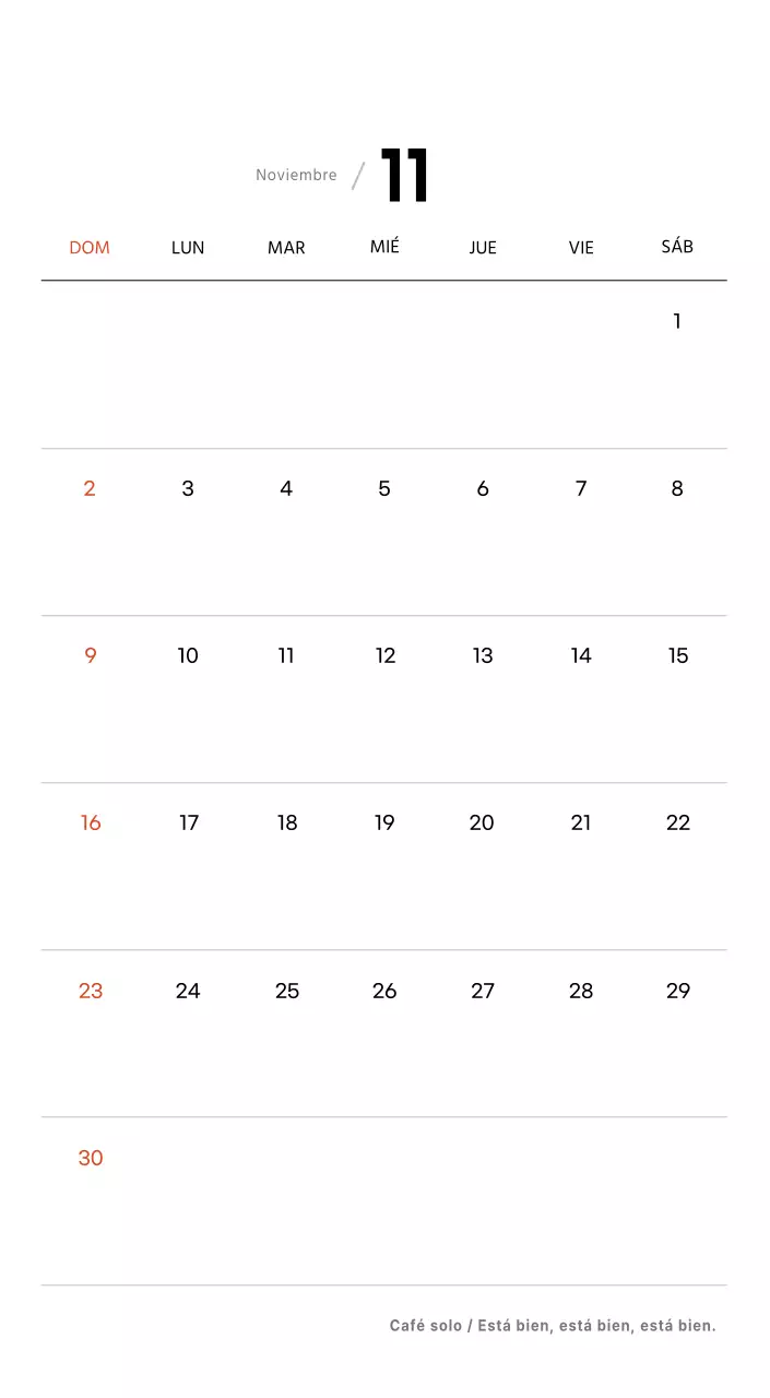 Sencillo calendario de sobremesa con fotos de cafés en tonos blancos