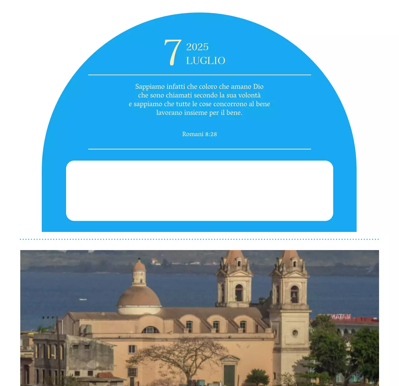 Calendario ecclesiastico blu di concezione moderna
