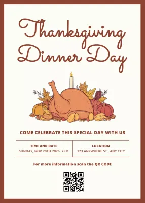 Brown Traditional Thanksgiving Invitation Poster