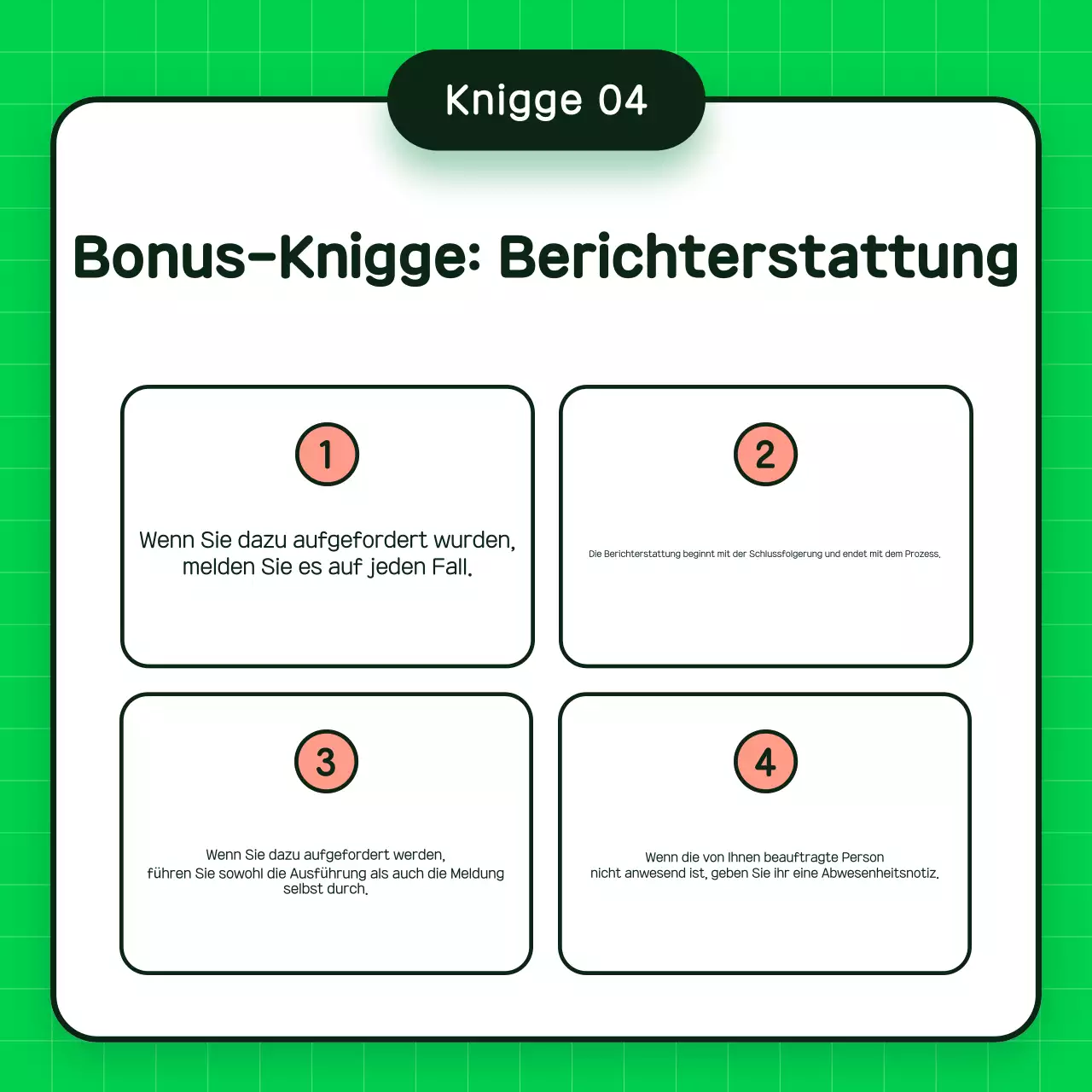 Grünes und einfaches Schulungsmaterial für Umgangsformen am Arbeitsplatz