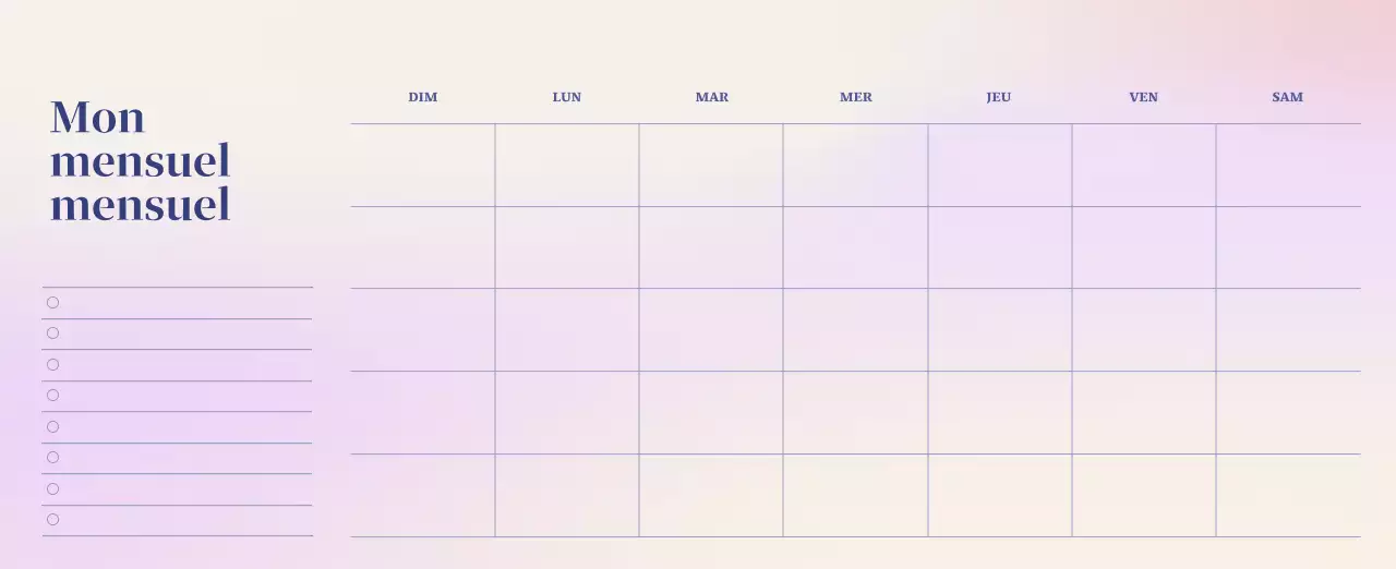 Calendrier minimaliste dégradé
