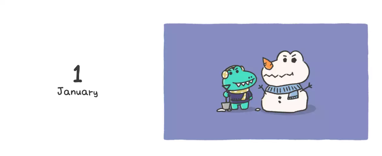 かわいいアゴイラストコンセプトのカレンダー