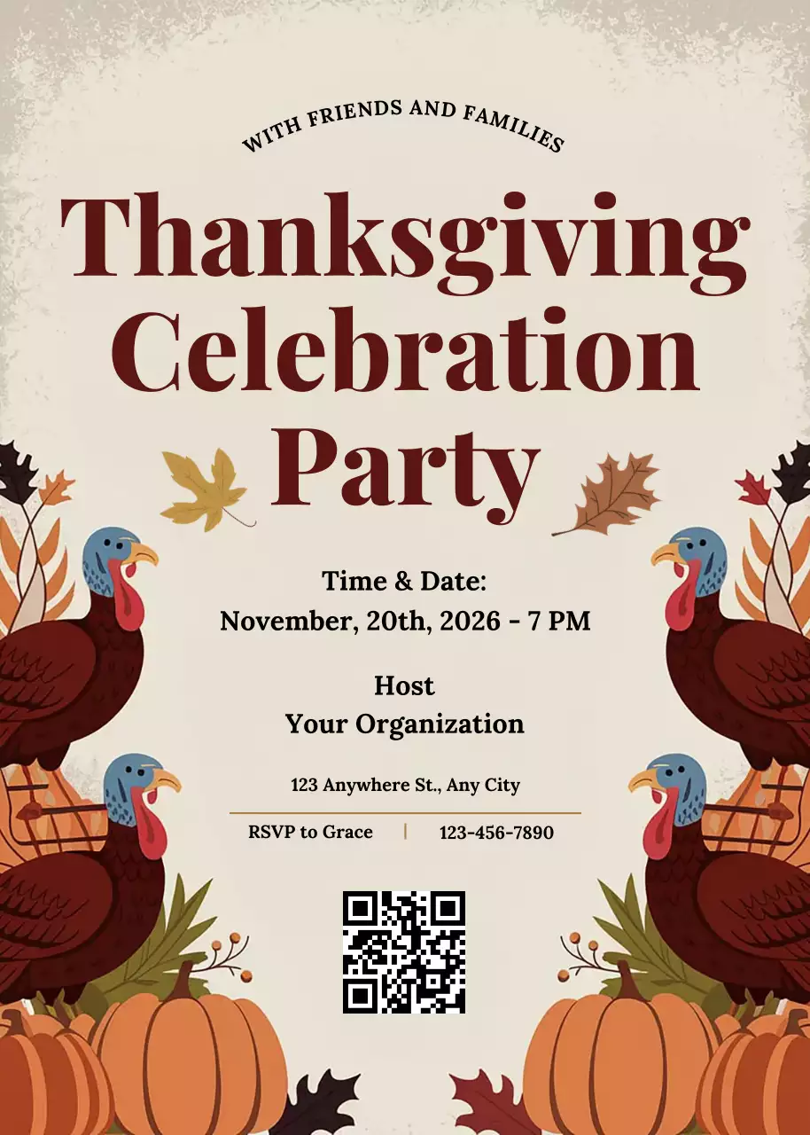 Beige Traditional Thanksgiving Invitation Poster