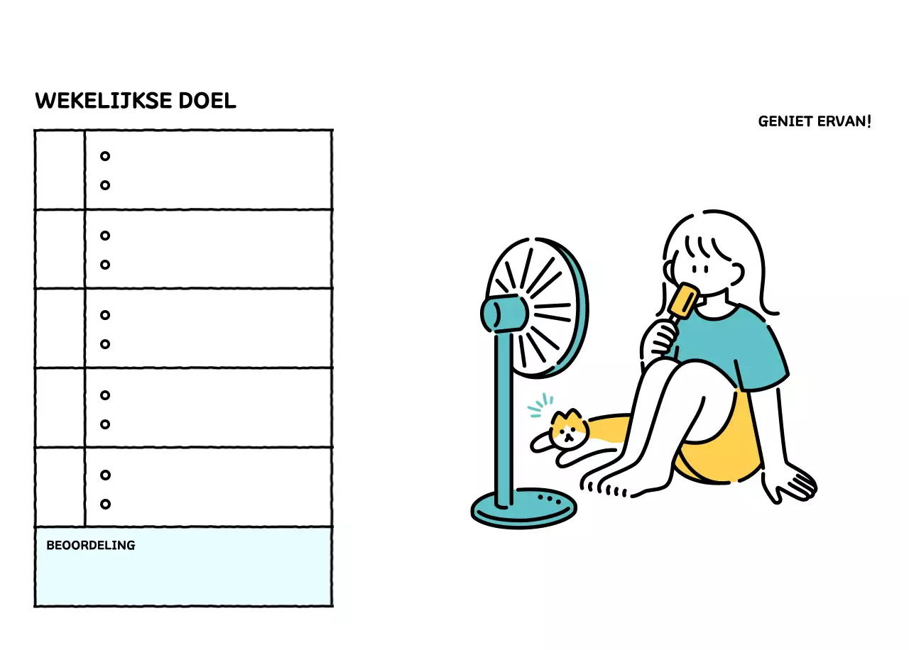 Geïllustreerde kalender met een mooie lijnstijl