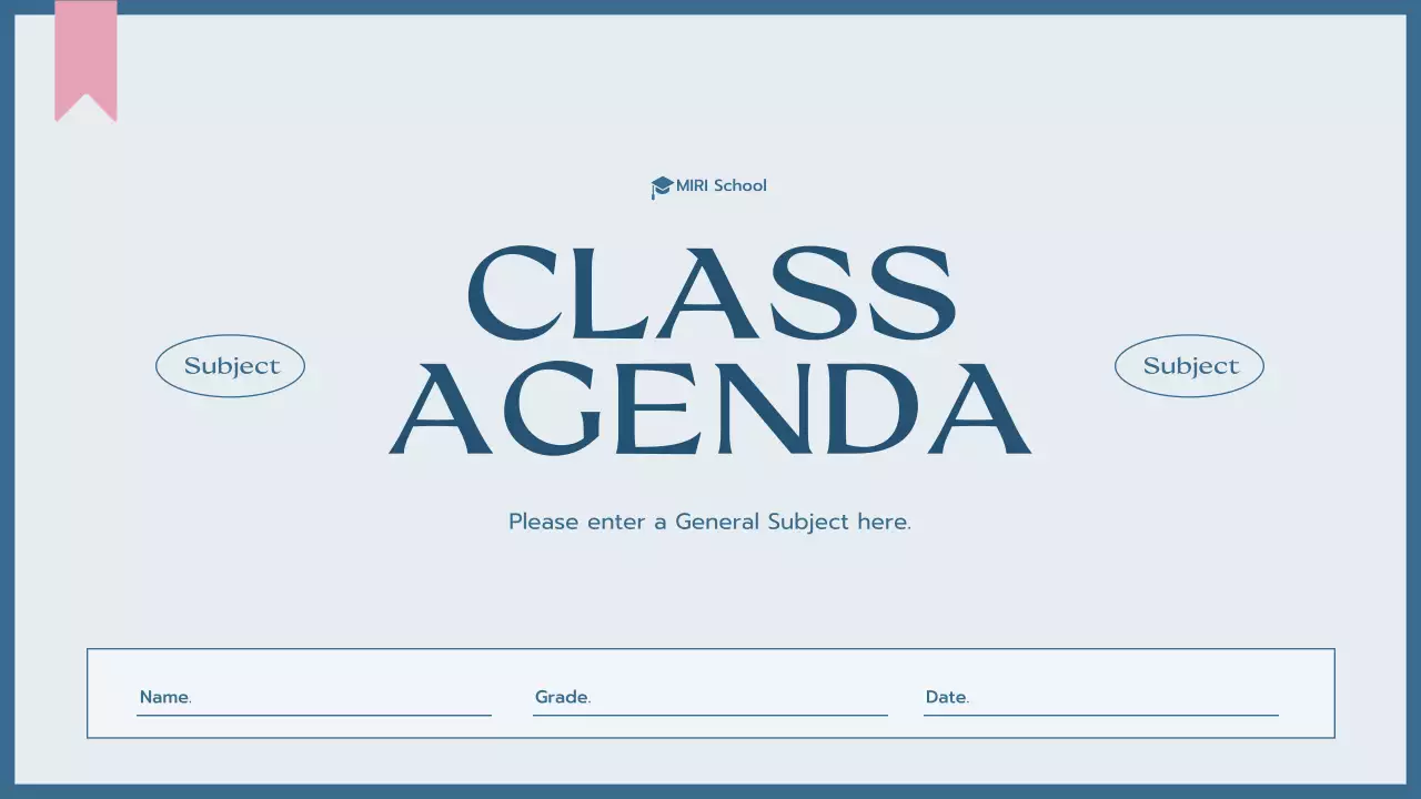 Blue Simple Class Planner Presentation