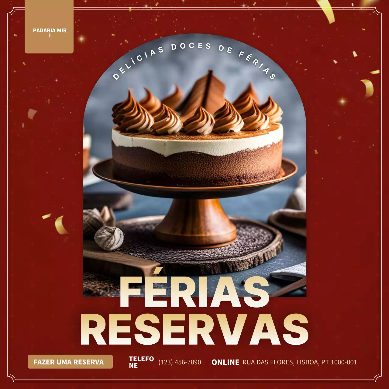 promoção padaria vermelha elegante