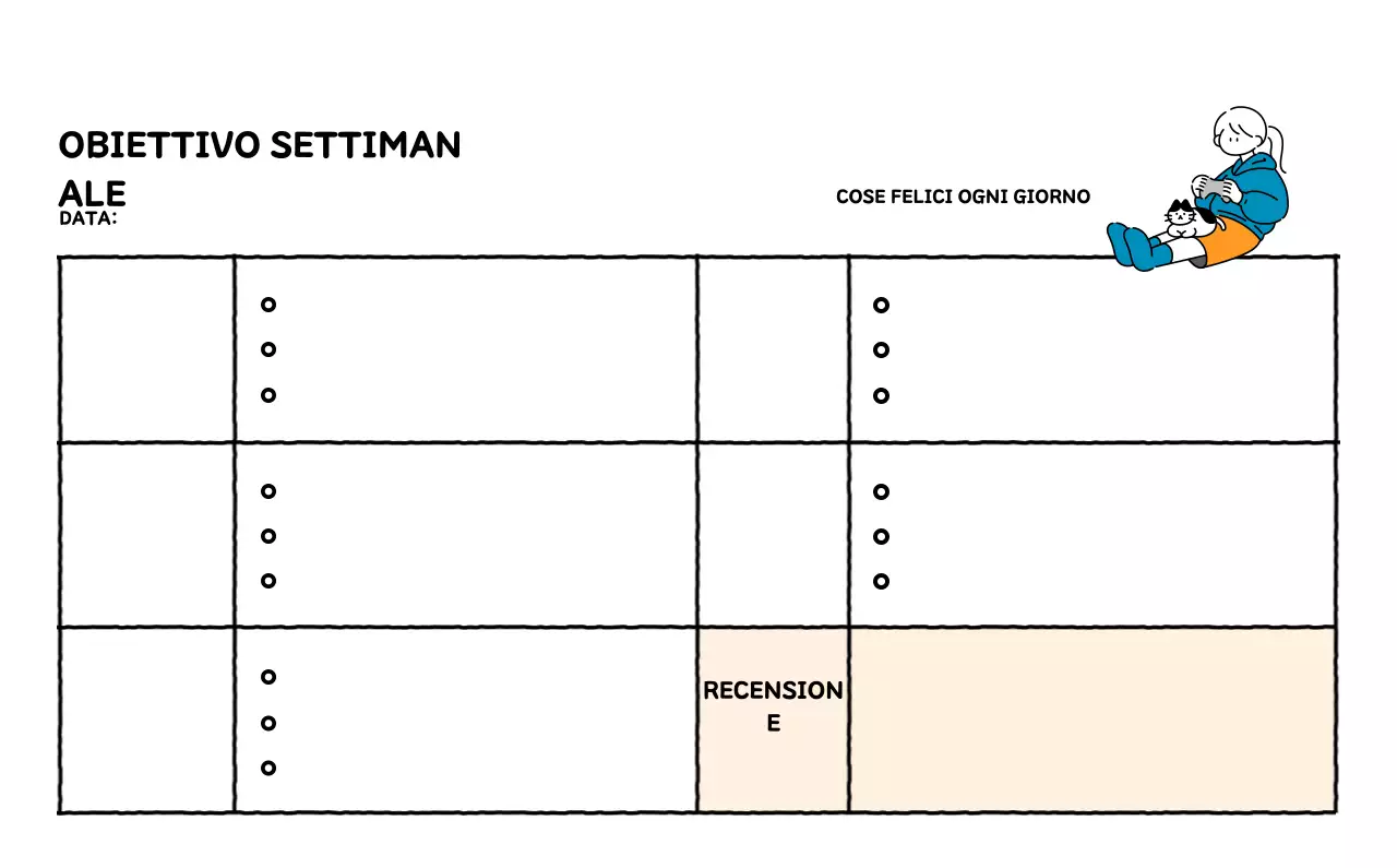 Calendario illustrato con un grazioso stile di linee