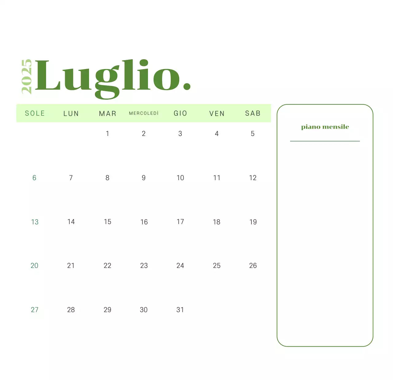 Calendario con illustrazioni giovanili su sfondo giallo-verde