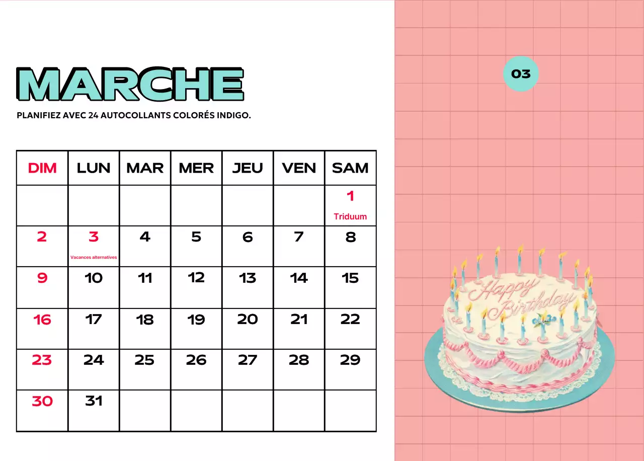 Calendriers colorés avec une variété d'illustrations rétro