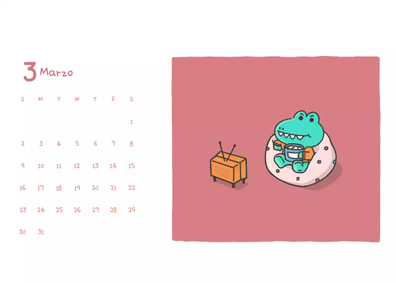 Un calendario con un simpatico concetto di illustrazione di Ago