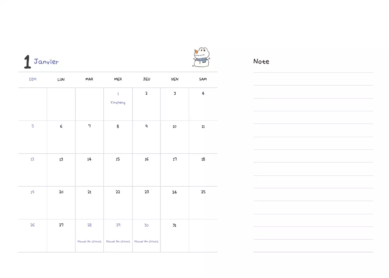Un calendrier avec un concept d'illustration Ago mignon